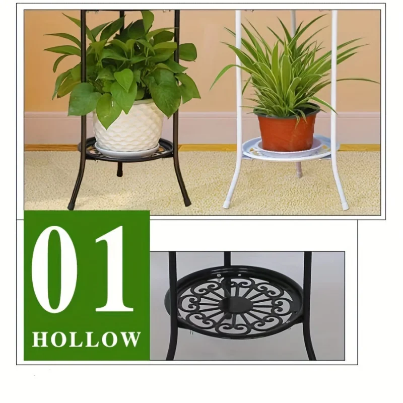 1 Pack, 2-Tiered Tall Plant Stand Metal Plant ShelfSupports Rack For Indoor Outdoor Home Decoration thumbnail 6