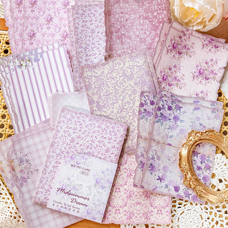 30Pcs/Pack Gentle Wind Series Scrapbooking Decorative Paper Material Perfect for Collage Journaling Craft Diy Supplies thumbnail 3