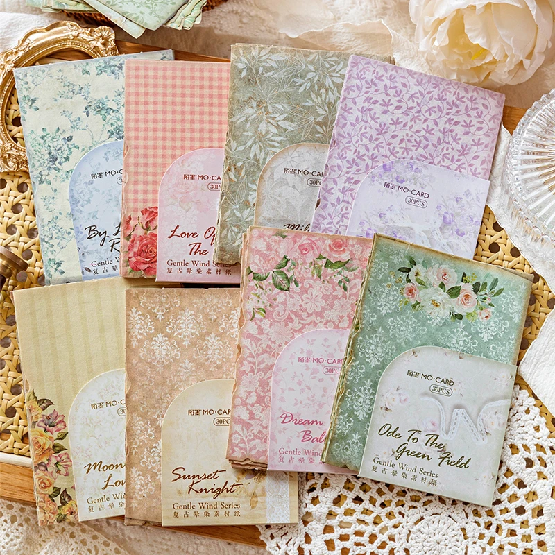 30Pcs/Pack Gentle Wind Series Scrapbooking Decorative Paper Material Perfect for Collage Journaling Craft Diy Supplies thumbnail 2
