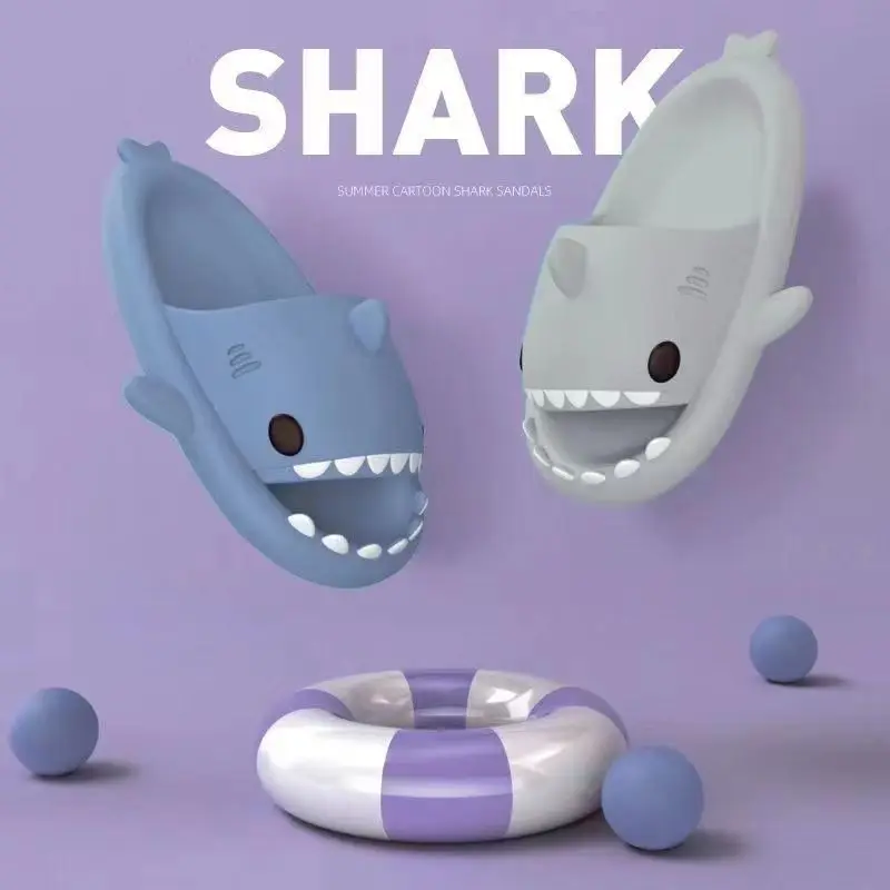 2024 Men EVA Shark Sandals Women Outdoor Beach Thick Soled Slippers Adult Non-slip Summer Slides Couple Cute Solid Color Shoes thumbnail 2