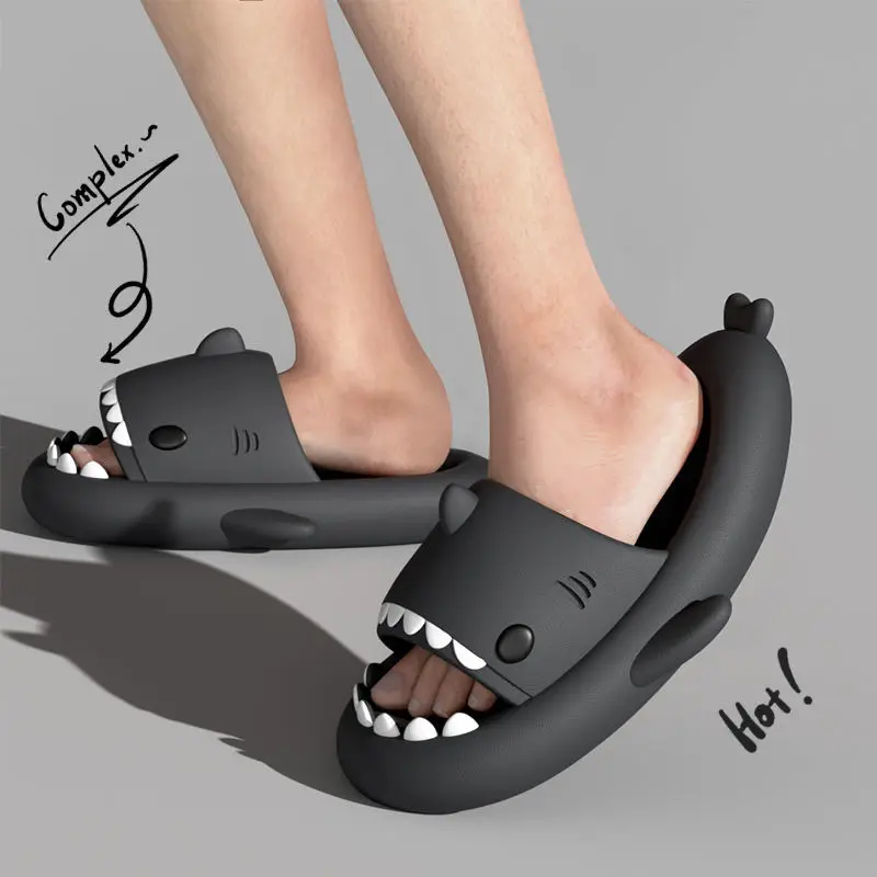 2024 Men EVA Shark Sandals Women Outdoor Beach Thick Soled Slippers Adult Non-slip Summer Slides Couple Cute Solid Color Shoes thumbnail 3
