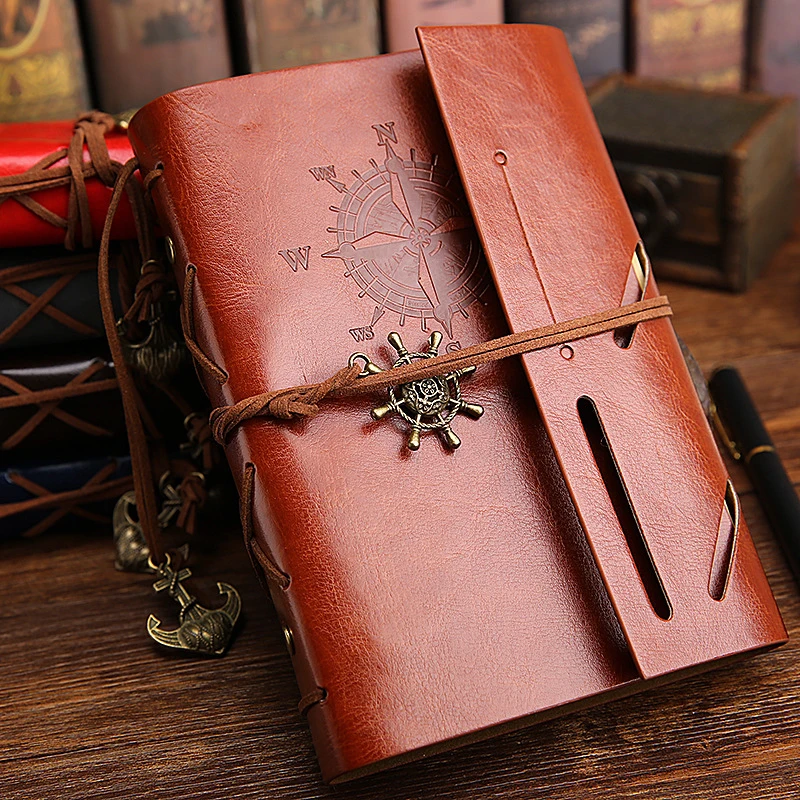 Retro Notebook Traveler Diary Vintage Soft Cover Spiral Replaceable Kraft Paper Inner Notebooks & Notepads Journal Supplies thumbnail 2