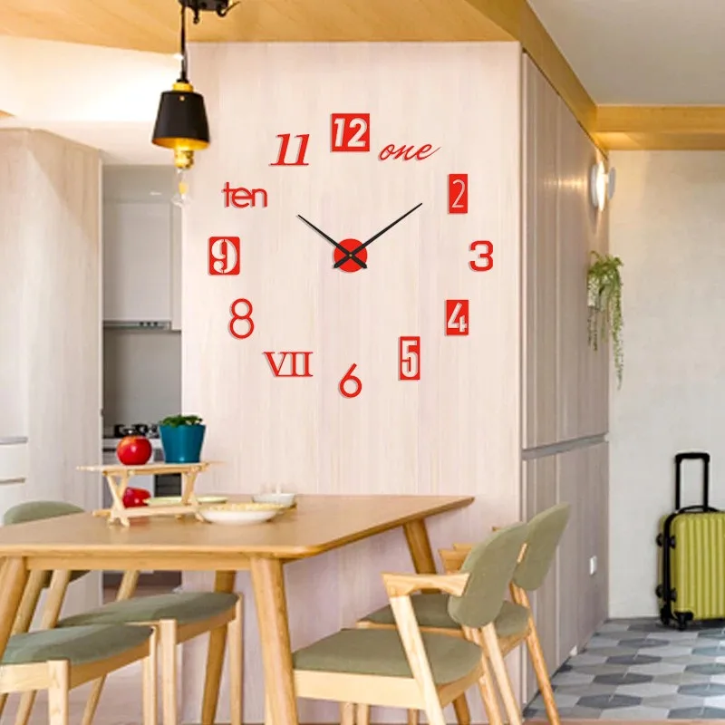 Creative Luminous Silent Wall Clock DIY Living Room Bedroom Three-dimensional Decorative Digital Clock Acrylic Wall Home Decor thumbnail 5