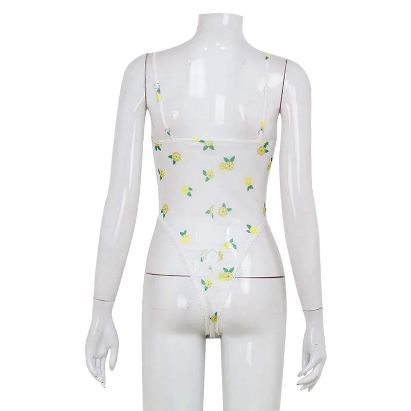 Apprabant Sexy Y2k Lace Mesh Spliced Bodysuits See Through Printed Spicy Girl Sleeveless Backless Tight Fit Suspender Top thumbnail 5