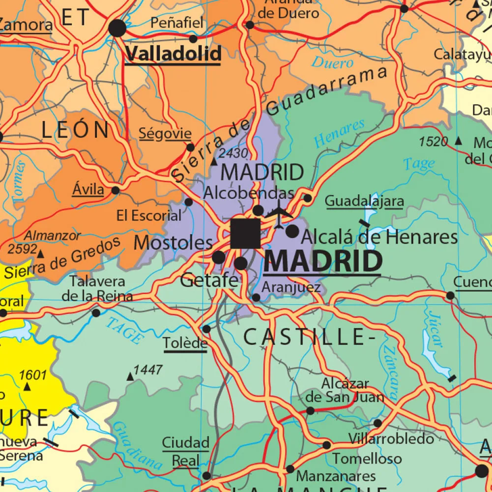 150*100cm The Spain Transportation Map in French Wall Art Poster Non-woven Canvas Painting School Supplies Home Decor thumbnail 6