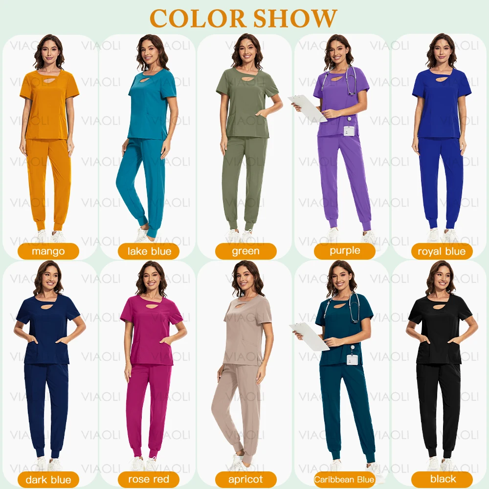 Multicolor Short Sleeve Medical Scrubs Sets Pharmacy Beauty Salon Workwear Nurse Uniform Hospital Doctor Dental Surgery Uniforms thumbnail 3