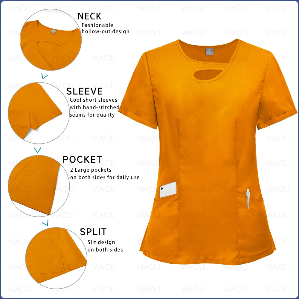 Multicolor Short Sleeve Medical Scrubs Sets Pharmacy Beauty Salon Workwear Nurse Uniform Hospital Doctor Dental Surgery Uniforms thumbnail 4