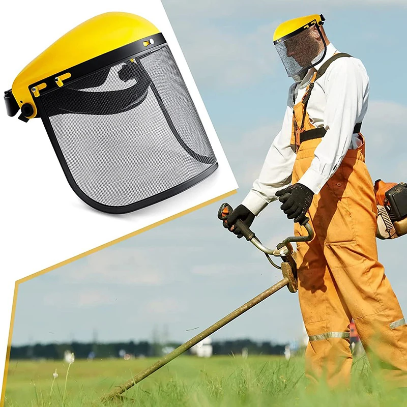 1PC Garden Grass Trimmer Safety Helmet Hat with Full Face Mesh Protective Mask for Logging Brush Cutter Forestry Protection thumbnail 2