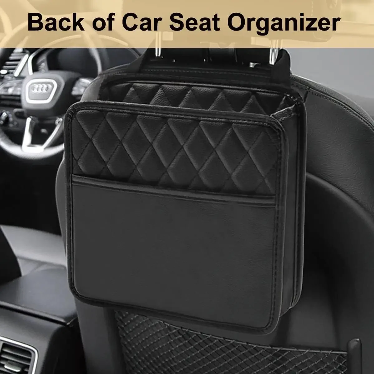 Car Organizer Multi-functional Car Seat Storage Bag Waterproof Hanging Car Seat Organizer Garbage Bag Suitable for Most Car thumbnail 6