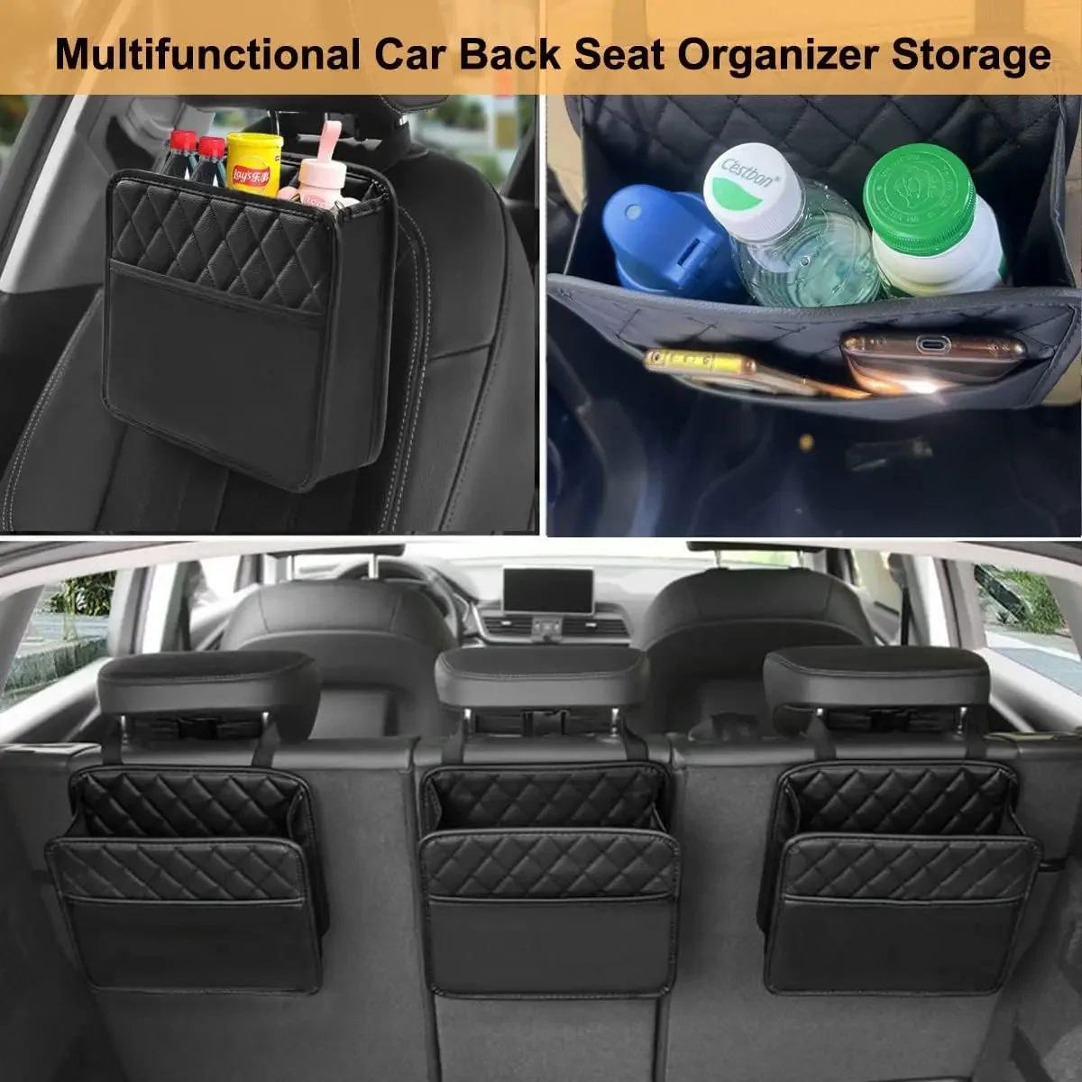 Car Organizer Multi-functional Car Seat Storage Bag Waterproof Hanging Car Seat Organizer Garbage Bag Suitable for Most Car thumbnail 5