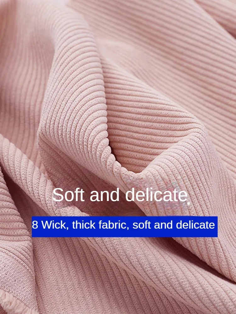 Plain Corduroy Fabric Thickend Soft By The Meter for Shirts Hoodies Clothes Trousers Handmade Diy Sewing Cloth Wearable Black thumbnail 2