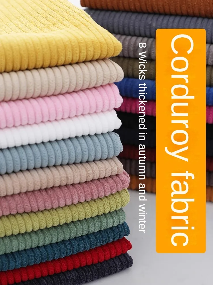Plain Corduroy Fabric Thickend Soft By The Meter for Shirts Hoodies Clothes Trousers Handmade Diy Sewing Cloth Wearable Black
