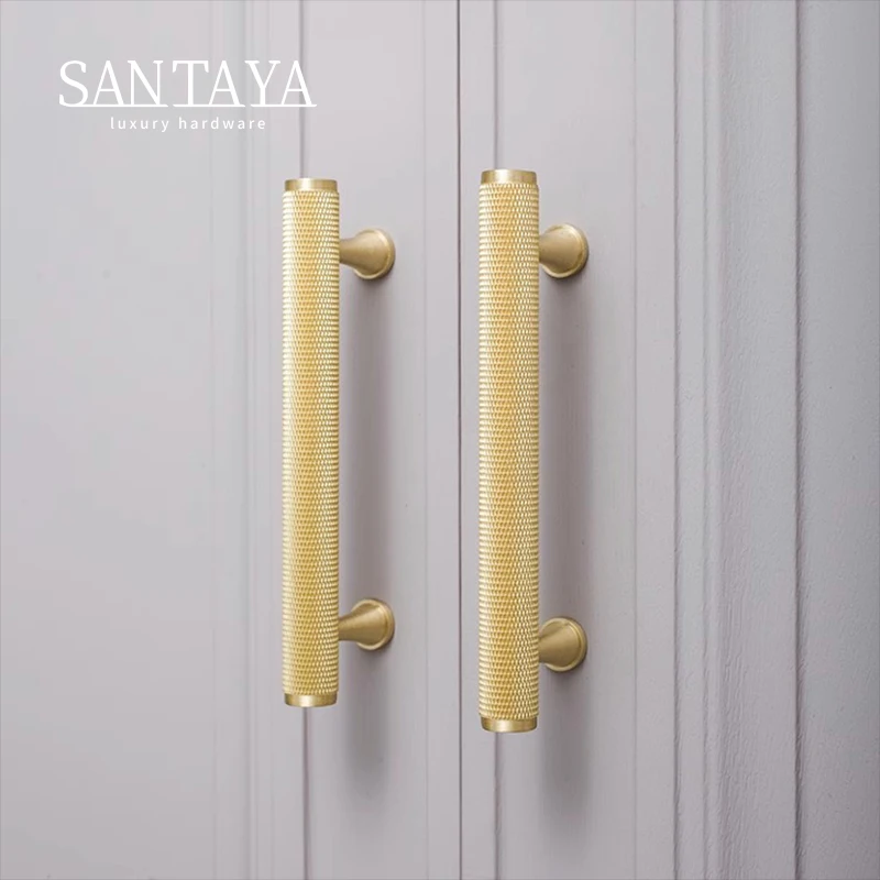 Santaya Knurled Solid Brass British Brand Furniture Drawers Door Pull Room Cabinet Knobs Tbars Handle Classic Hot Seller thumbnail 5