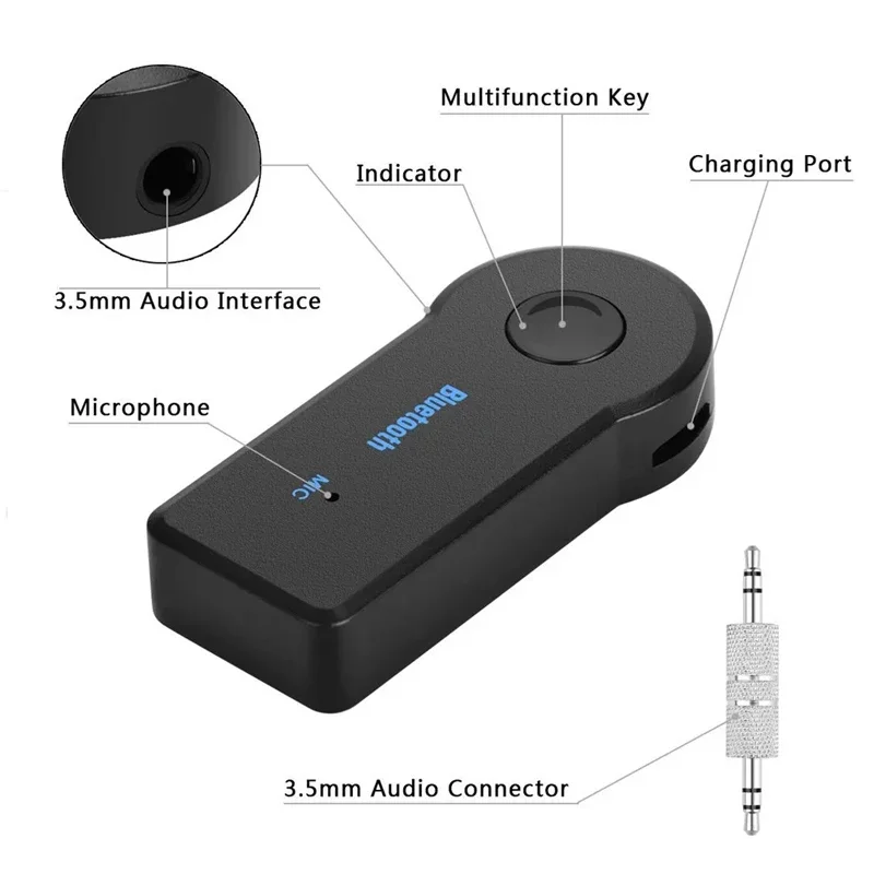 2 in 1 wireless Bluetooth 5.0 receiver 3.5mm jack for car music audio aux A2DP headphone transmitter adapter reciever handsfree thumbnail 5