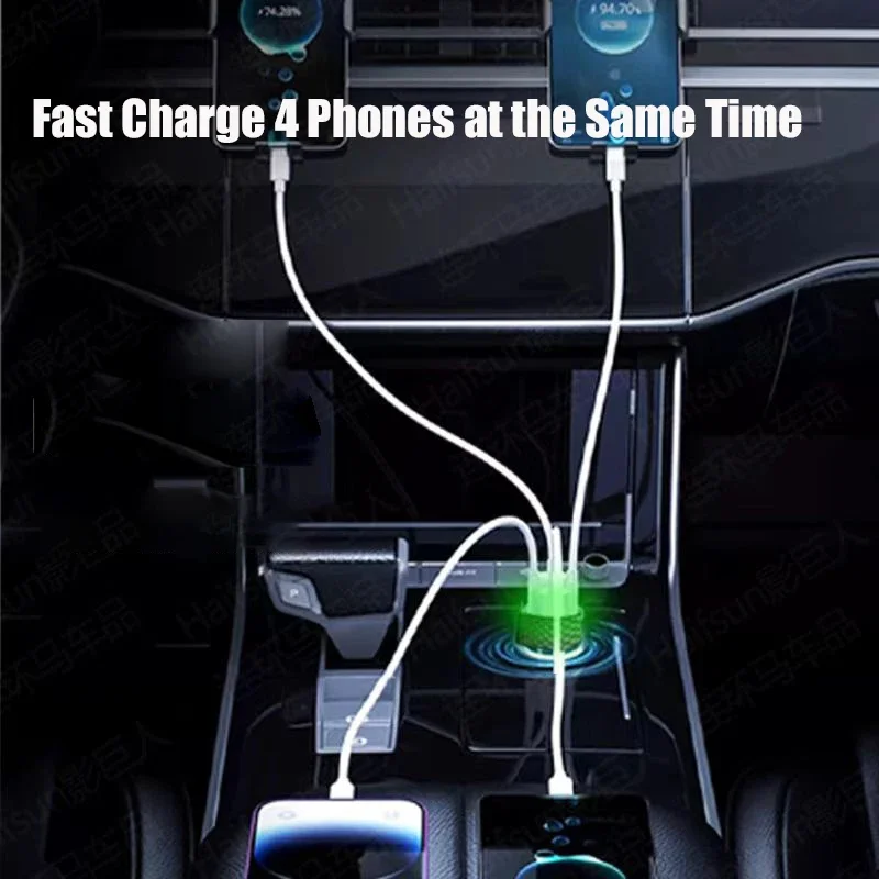 UYUXIO USB C Car Phone Charger Dual PD 4 in 1 with Voltage Display Super Fast Charge Adapter for iPhone Xiaomi Oppo Vivo Samsung thumbnail 4