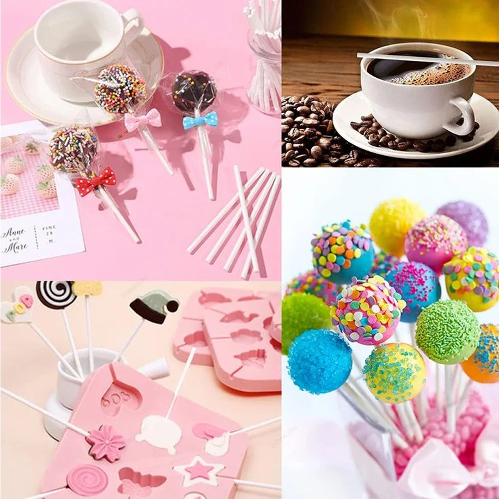 20-1500Pcs Paper Lollipop Sticks Solid Core White for Party Dining Chocolate Sugar Candy Lolly Pop Sucker sticks Cake Pop Stick thumbnail 3