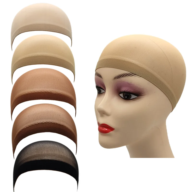 2pcs/Bag Top Stocking Wig Cap Hair Net For Weave Hair Wig Nets Black Brown Stretch Mesh Wig Cap For Making Wigs thumbnail 3