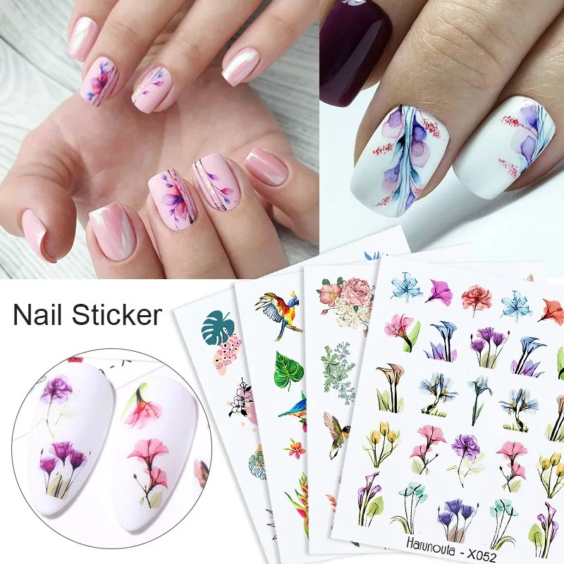 Water Stickers for Nails Stickers for Nails Inscriptions Manicure Sliders Ice Sliders for Nails Flower Sticker Nail Decoration