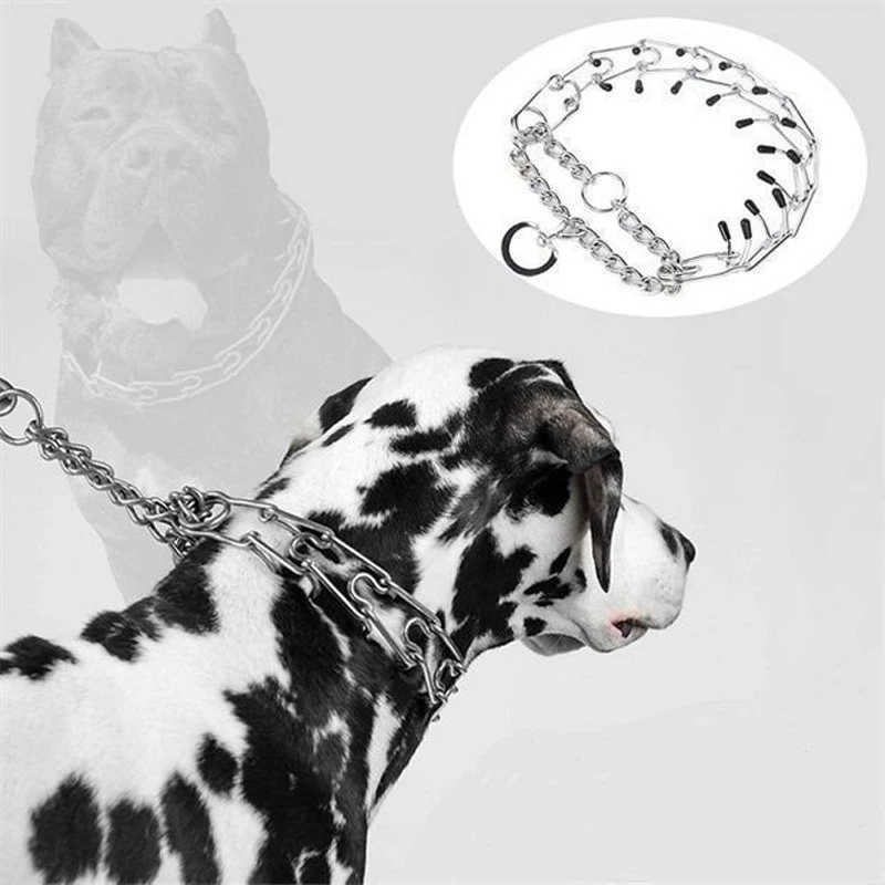 Large Dog Pet Training Stimulating Dog Training Chain Pet Supplies Rubber Tips Safe Adjustable Detachable Prong Choke Collar thumbnail 6