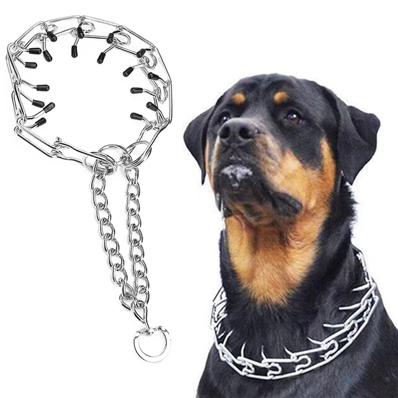 Large Dog Pet Training Stimulating Dog Training Chain Pet Supplies Rubber Tips Safe Adjustable Detachable Prong Choke Collar