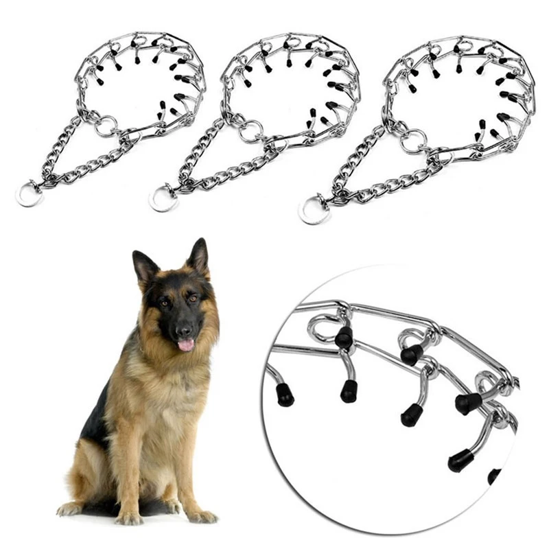 Large Dog Pet Training Stimulating Dog Training Chain Pet Supplies Rubber Tips Safe Adjustable Detachable Prong Choke Collar thumbnail 4