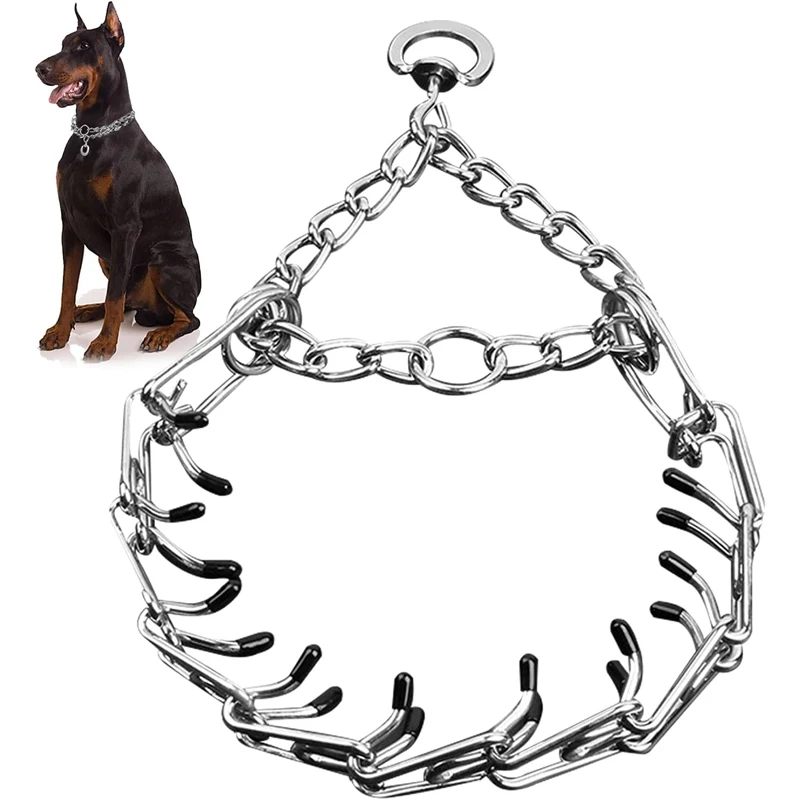 Large Dog Pet Training Stimulating Dog Training Chain Pet Supplies Rubber Tips Safe Adjustable Detachable Prong Choke Collar thumbnail 2