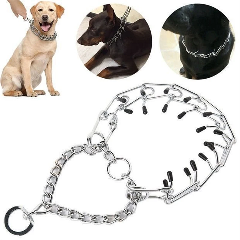 Large Dog Pet Training Stimulating Dog Training Chain Pet Supplies Rubber Tips Safe Adjustable Detachable Prong Choke Collar thumbnail 5