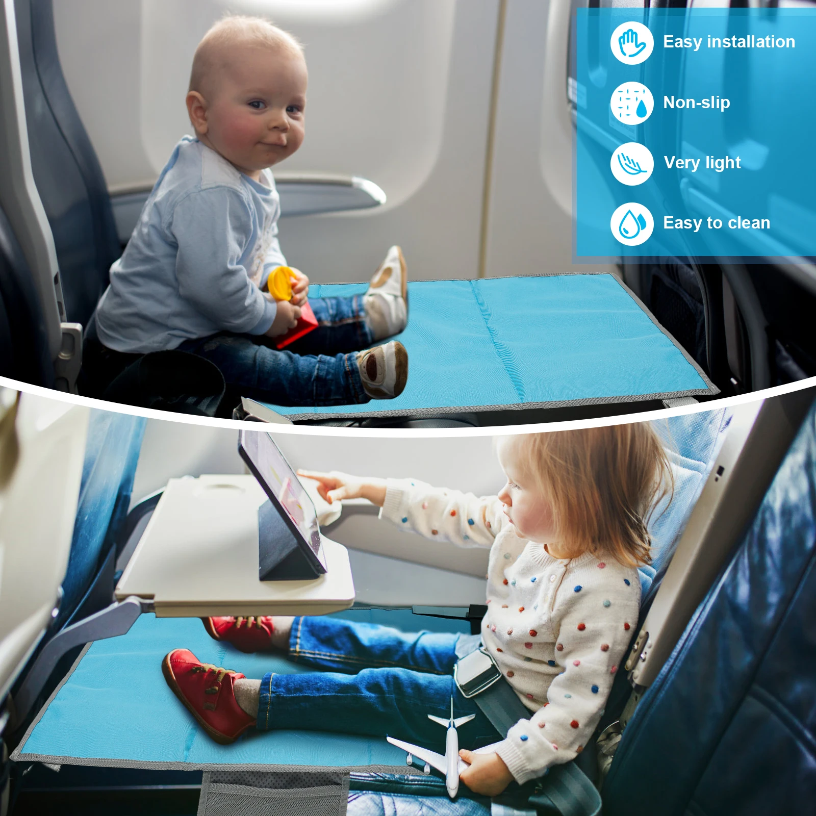 Toddler Airplane Bed, Kids Airplane Seat Extender Travel Bed, Kids Airplane Travel Essentials, Baby Portable Plane Bed Foot Rest thumbnail 4