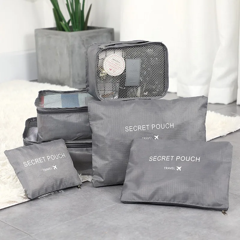 6Pcs Travel Clothes Storage Bags Set Portable Luggage Organizer Suitcase Pouch Pouch Packing Cube For Shoes Packing Clothes thumbnail 2