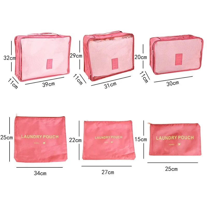 6 Pcs/Set Pink/Blue/Grey Travel Storage Bag Large Capacity Waterproof Luggage Clothing Underwear Storage Bag Bag With Zipper thumbnail 6