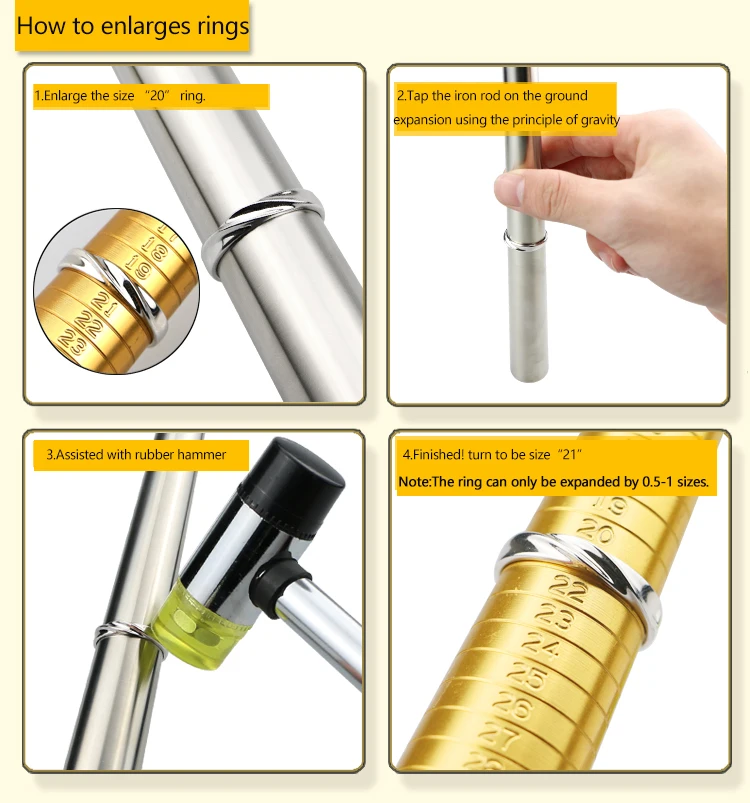 Professional Ring Enlarger Stick Mandrel Handle Hammers Ring Sizer Finger Measuring Stick For DIY Jewelry Making Measuring Tools thumbnail 3