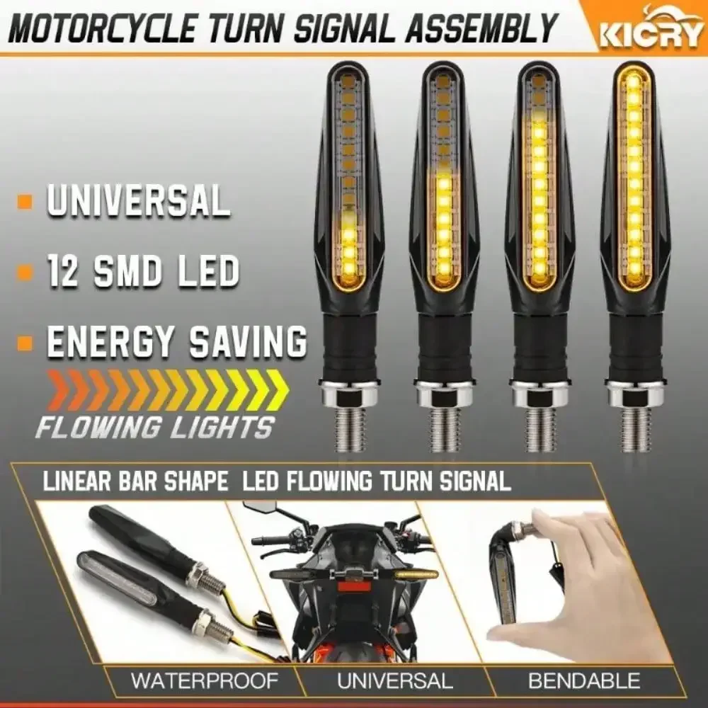 2PCS Universal LED Motorcycle Turn Signal Light 12v IP68 Waterproof Amber Flasher Indicator Blinker Rear Lights Lamp Accessories thumbnail 3
