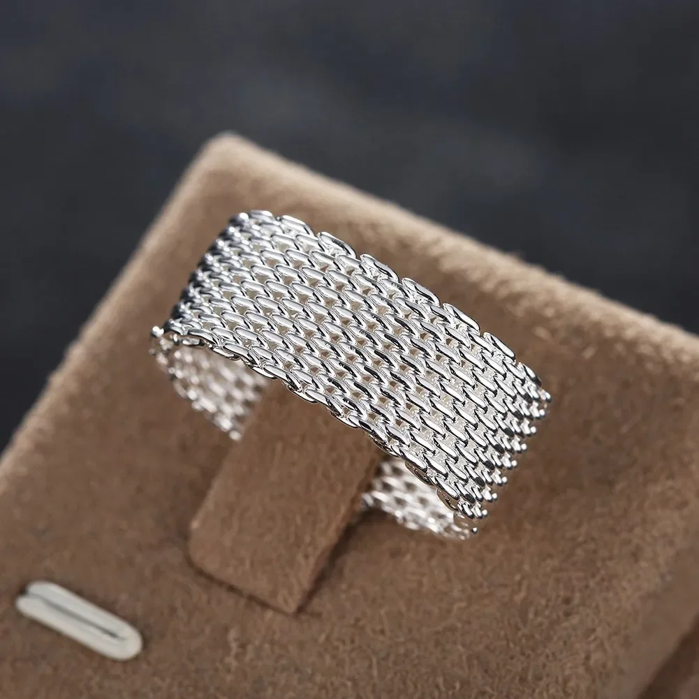 925 Sterling Silver weave Pendant necklace earrings stud rings for woman Fashion Party wedding accessories gifts Jewelry sets thumbnail 5