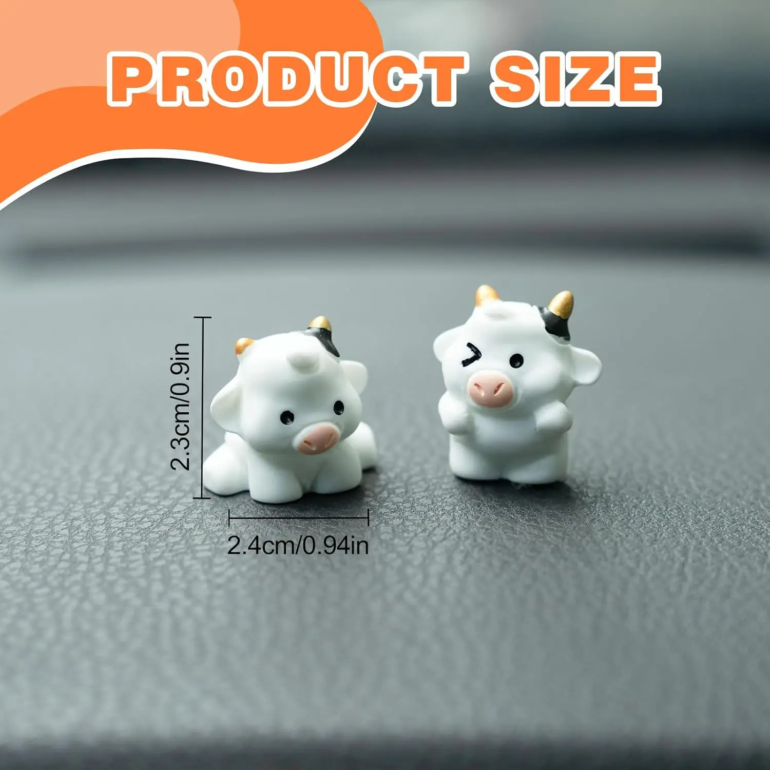 6PCS Cute Cow Car Dash Decorations Car Door Rear View Mirror Ornament Interior Accessories for Home Office thumbnail 2