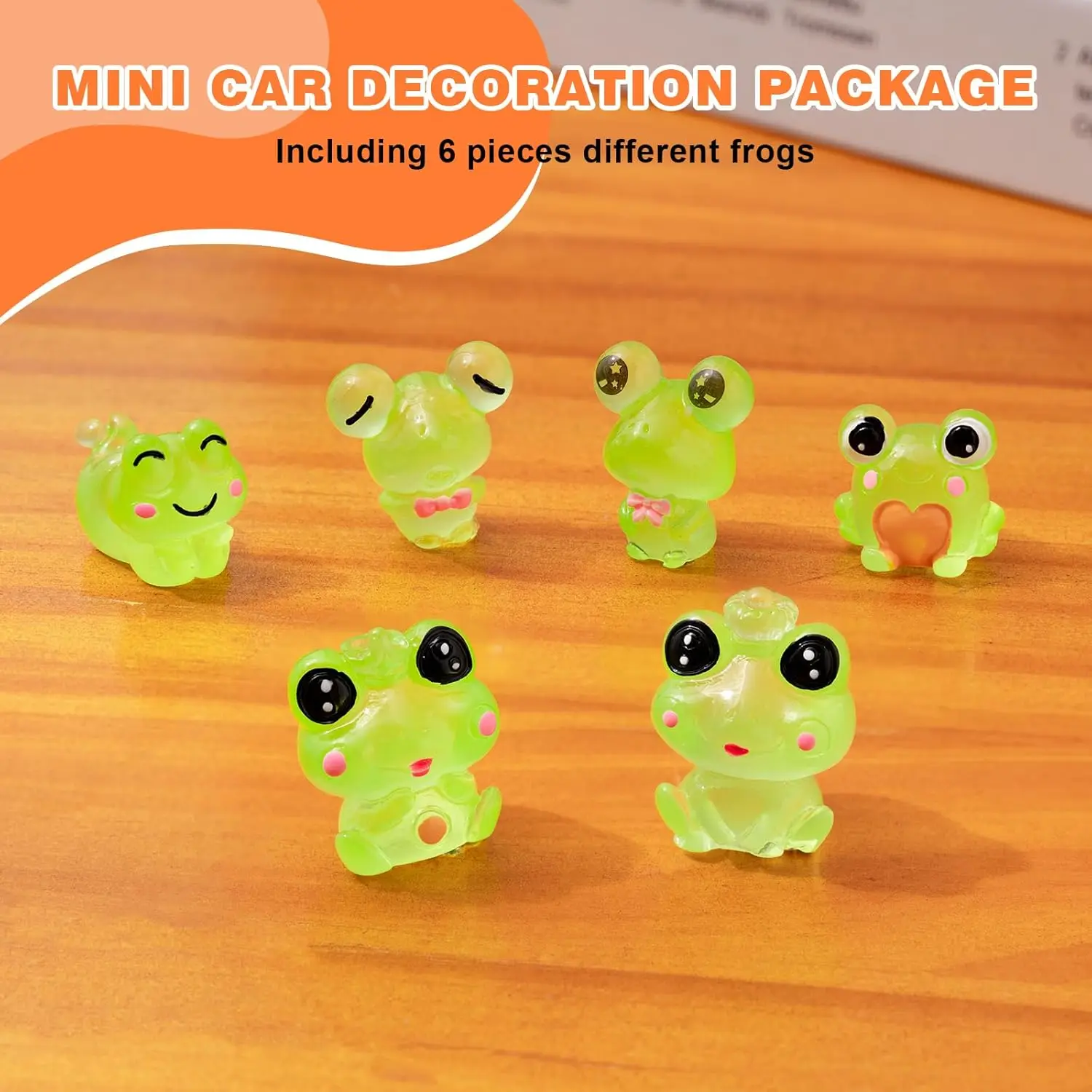 6PCS Fun Luminous Frog Car Dash Decorations Car Rear View Mirror Ornament Interior Accessories for Home Office thumbnail 4