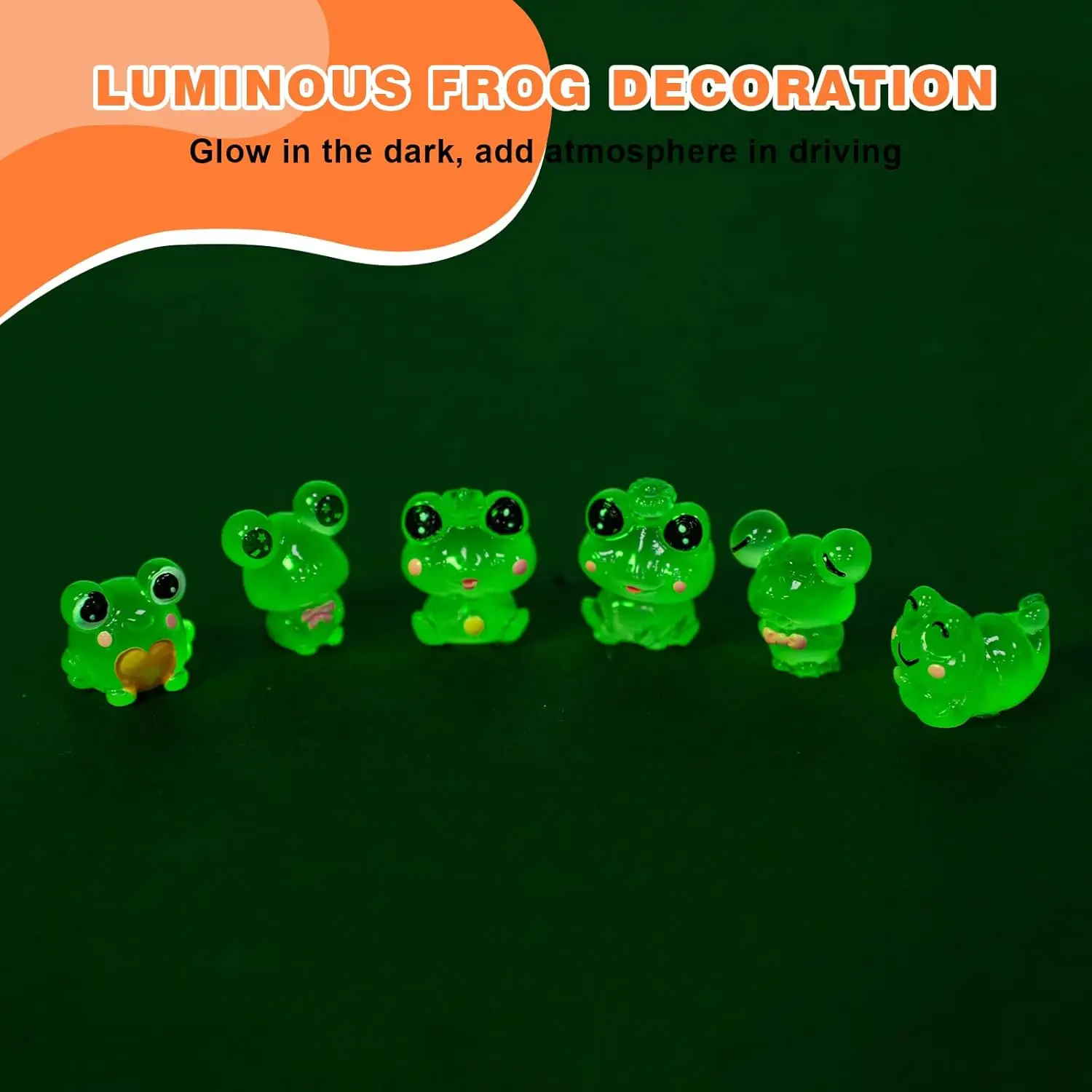 6PCS Fun Luminous Frog Car Dash Decorations Car Rear View Mirror Ornament Interior Accessories for Home Office thumbnail 2
