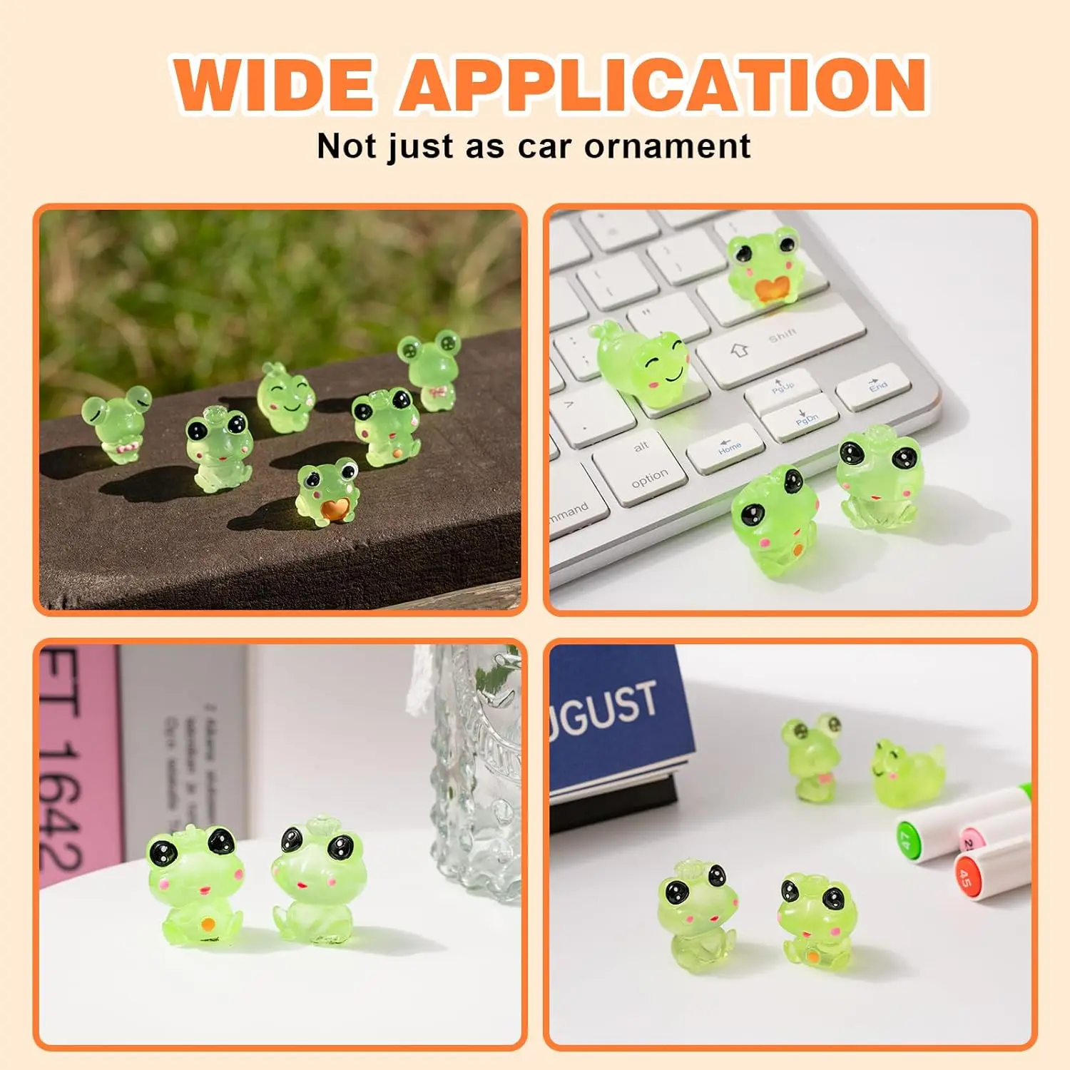 6PCS Fun Luminous Frog Car Dash Decorations Car Rear View Mirror Ornament Interior Accessories for Home Office thumbnail 6