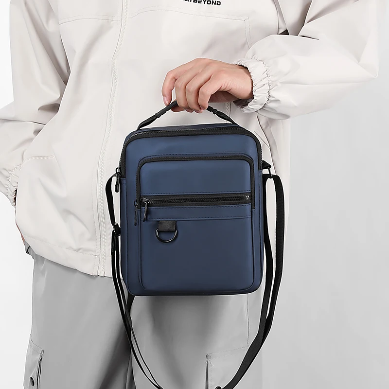 Messenger Sling Bags for Men Casual Oxford Small Zipper Crossbody Pouch Simple Mini Crossbody Phone Bag Male Side Shoulder Bag thumbnail 3