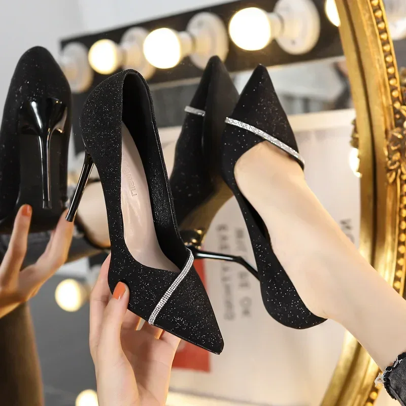 High Heels Women with 2024 New Spring and Autumn Pointy Women's Shoes Dress Wedding Shoes Temperament Banquet Single Shoes thumbnail 3