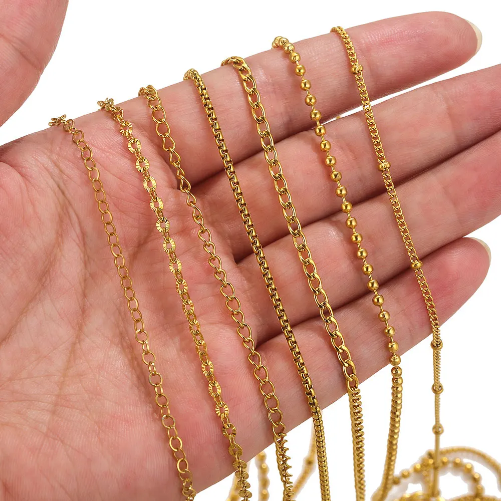 2meters Lips Beads Chain Stainless Steel Cable Chains For Jewelry Making DIY Necklace Bracelet Accessories Gold Chain Findings thumbnail 3
