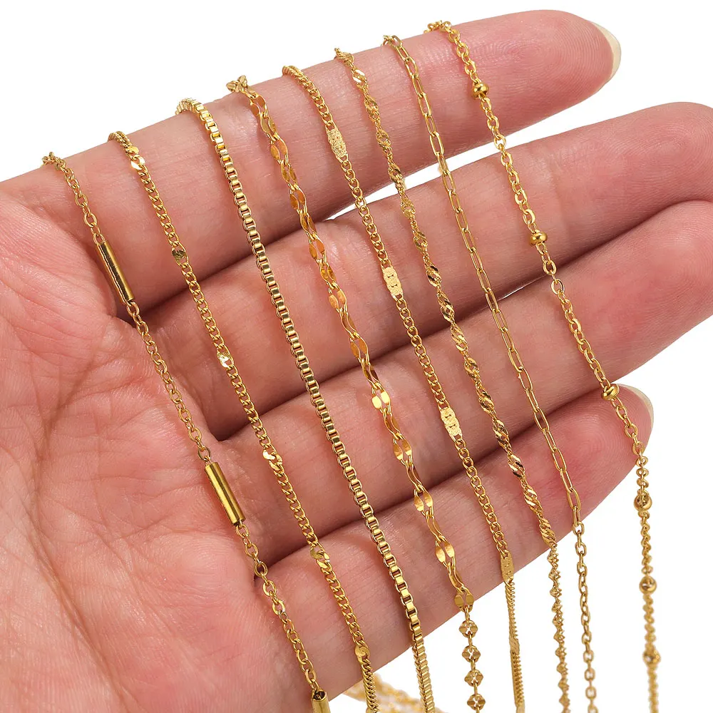 2meters Lips Beads Chain Stainless Steel Cable Chains For Jewelry Making DIY Necklace Bracelet Accessories Gold Chain Findings thumbnail 2
