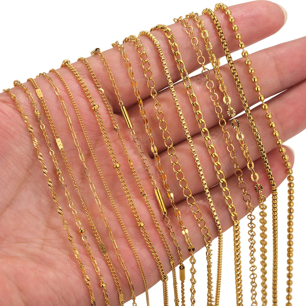 2meters Lips Beads Chain Stainless Steel Cable Chains For Jewelry Making DIY Necklace Bracelet Accessories Gold Chain Findings thumbnail 5