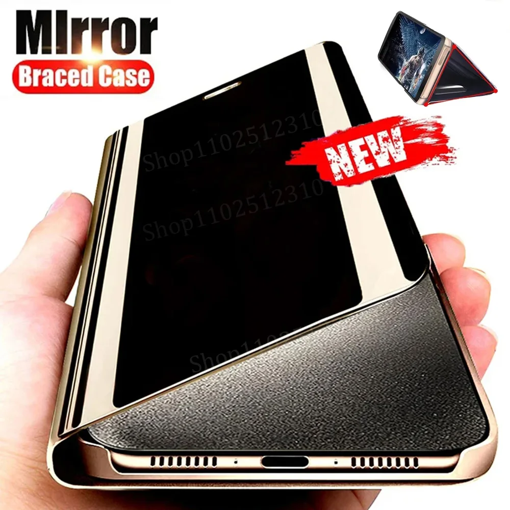 Mirror Flip Phone Case For iPhone 17 16 15 14 13 12 11 Pro Max Stand Holder Leather Cover For iPhone 16 15 Plus XR XS Max Funda