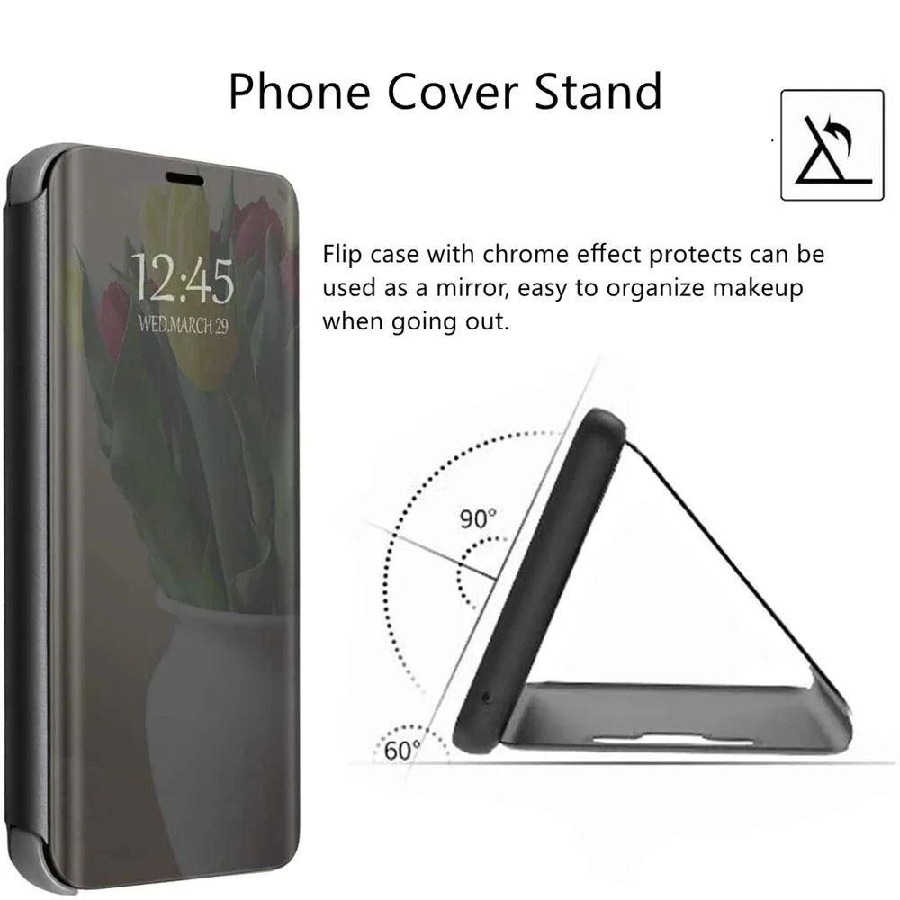 Mirror Flip Phone Case For iPhone 17 16 15 14 13 12 11 Pro Max Stand Holder Leather Cover For iPhone 16 15 Plus XR XS Max Funda thumbnail 4
