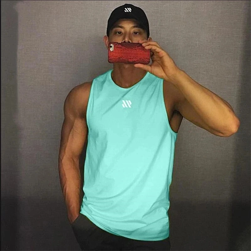 2024 Mens fitness gyms Tank top men Fitness sleeveless shirt Male mesh breathable Sports vest Undershirt Gyms Running vest men thumbnail 3
