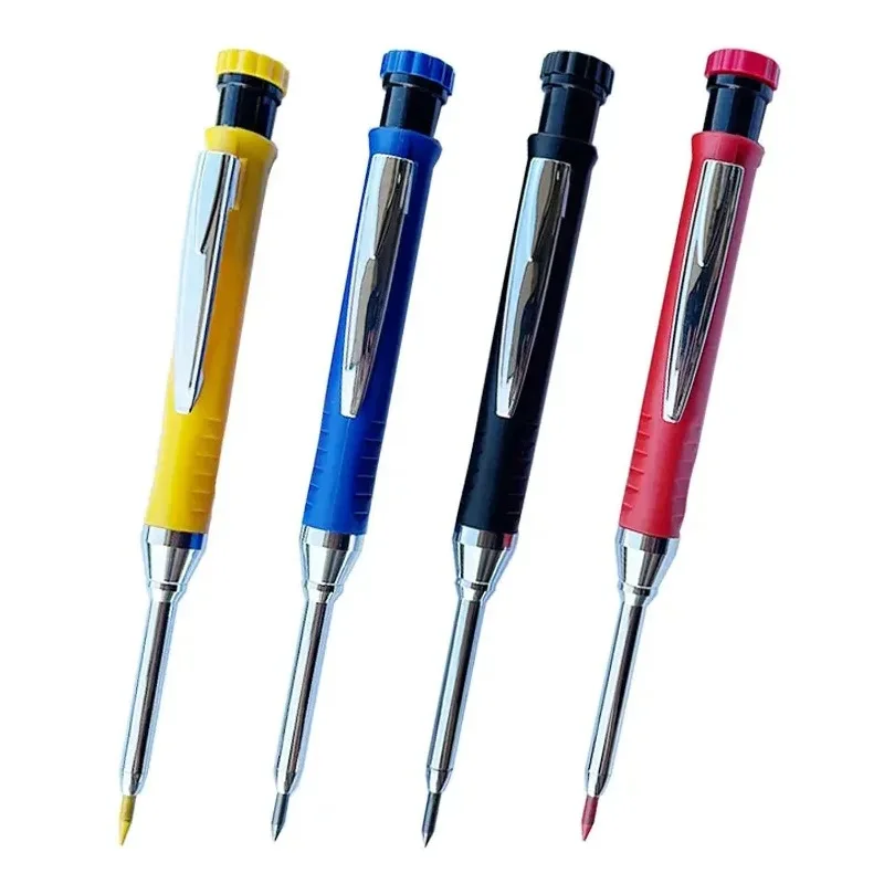 Solid Carpenter Mechanical Pencil with Refill Lead Built-in Sharpener Deep Hole Pen Woodworking Stationary School Office Supply thumbnail 3