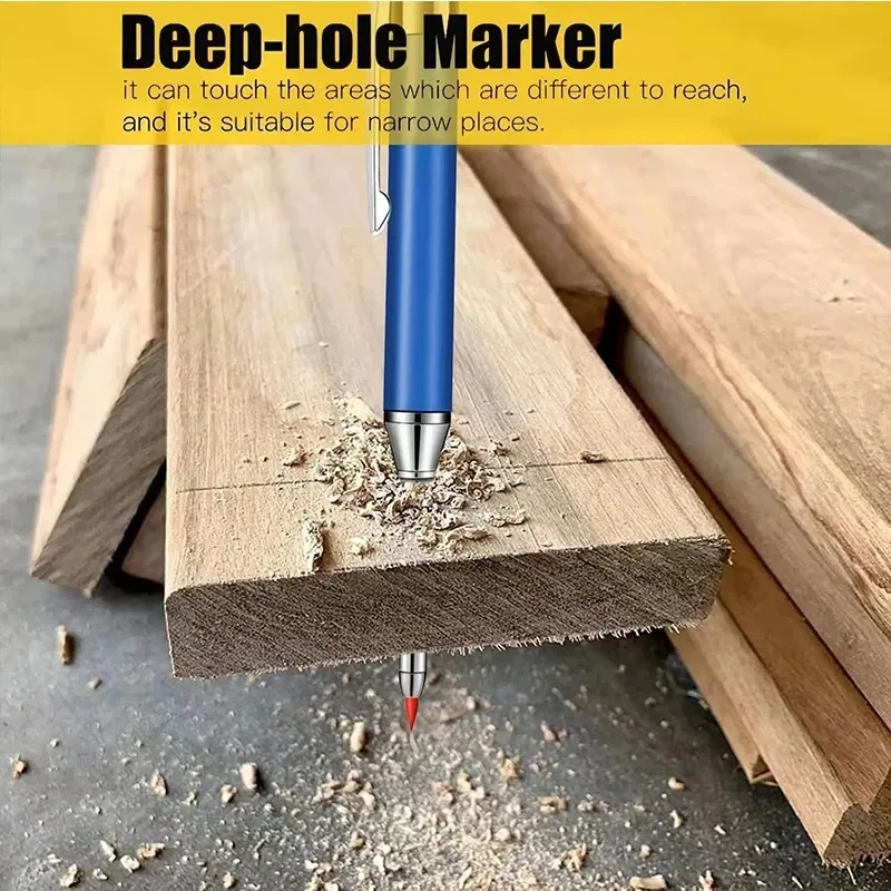 Solid Carpenter Mechanical Pencil with Refill Lead Built-in Sharpener Deep Hole Pen Woodworking Stationary School Office Supply thumbnail 2