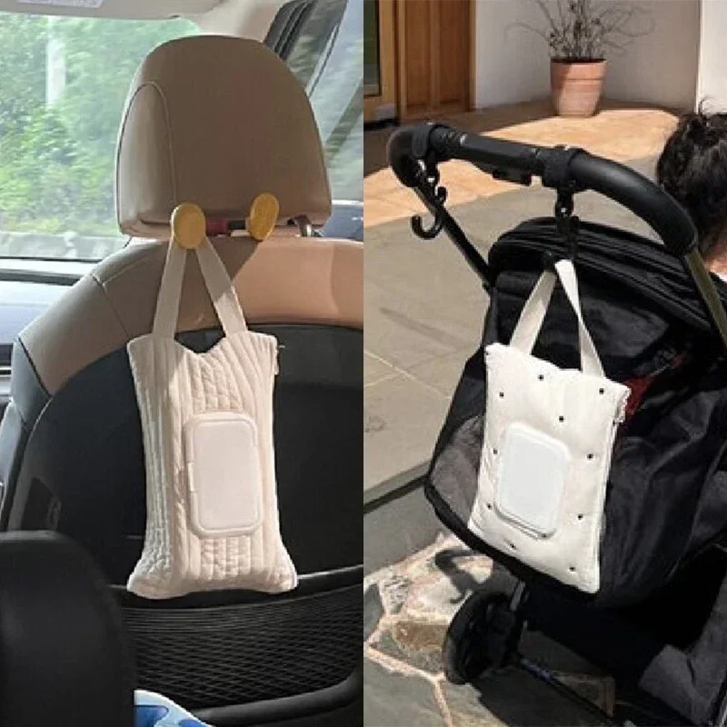 Baby Car-mounted Tissue Box Cute Baby Cart Paper Towel Bag Portable Removable Flip Tissue Box Diaper Bags Stroller Accessories thumbnail 3