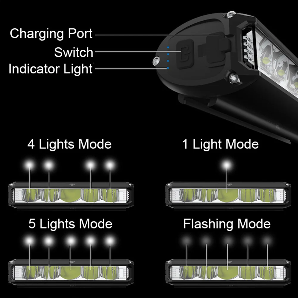 Fivemi 5Led MTB Bicycle Lights 10000MAH Rechargeable Bike Light Flashlight Outdoor Cycling Bike Accessories for Electric Scooter thumbnail 5