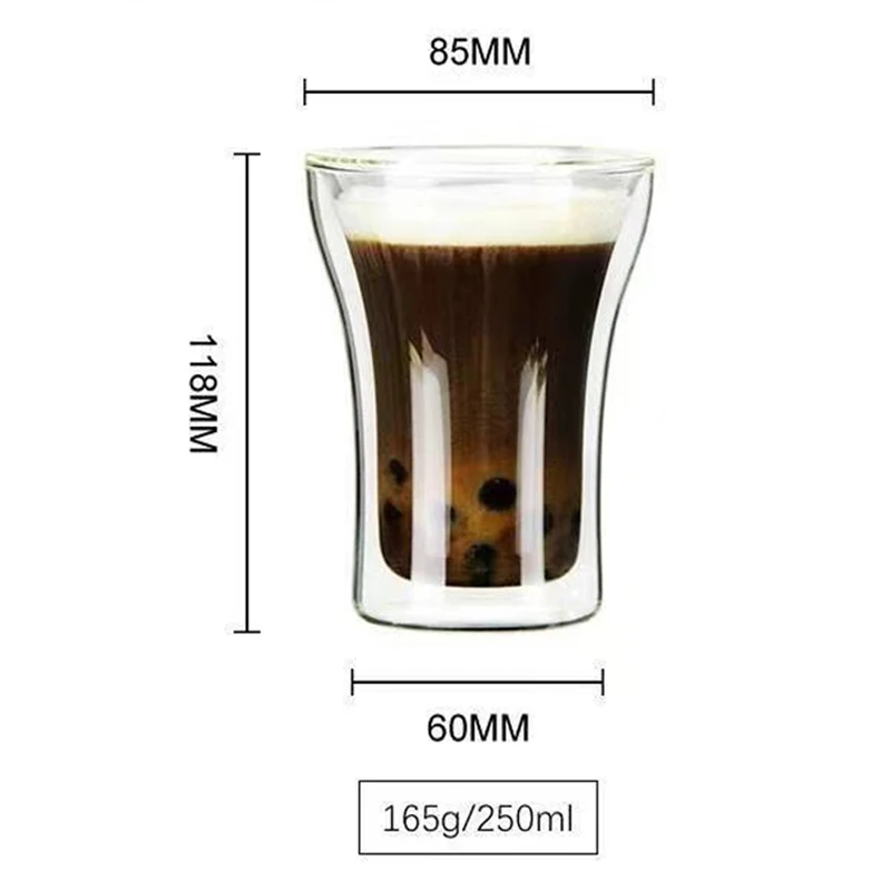 100/200/250ML Simple Double-layer Glass Cup Heat Cold Resistant Anti-scalding Coffee Cup Milk Brandy Wine Mug Cafe Accessories thumbnail 6